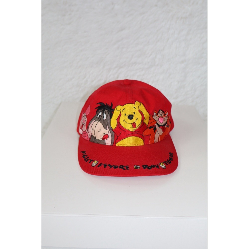 1990's Vintage Disney World Winnie The Pooh Hat Red Snapback Adjustable